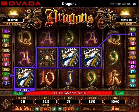 bovada dragons slots